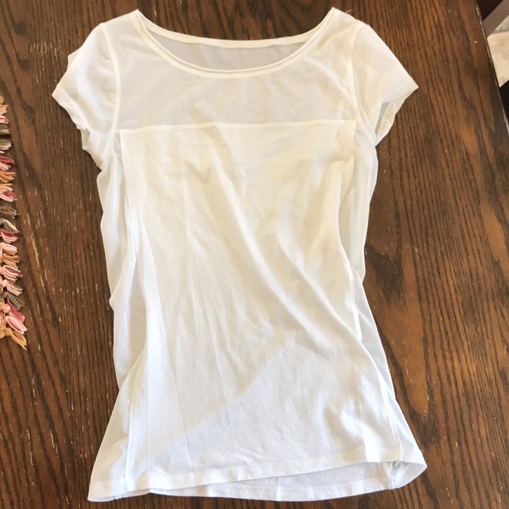 White Express Tee With Mesh See Through Parts